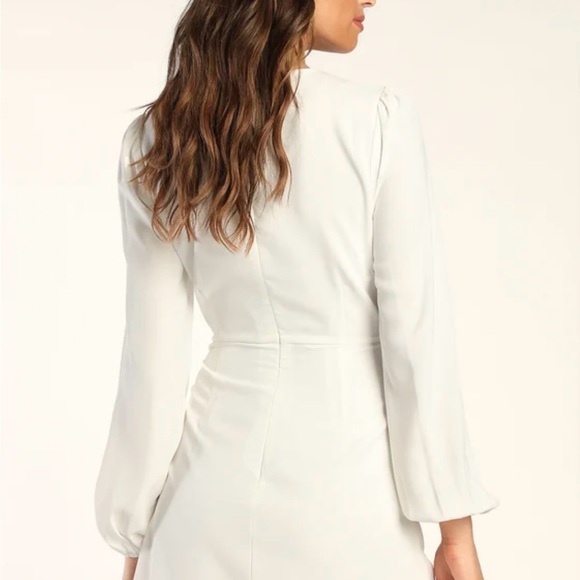 Lulu’s Believe It or Knot White Long Sleeve Tie-Front Skater Dress - Picture 2 of 6